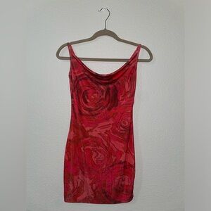 Motel- Rose Print Cowl Neck Bodycon
